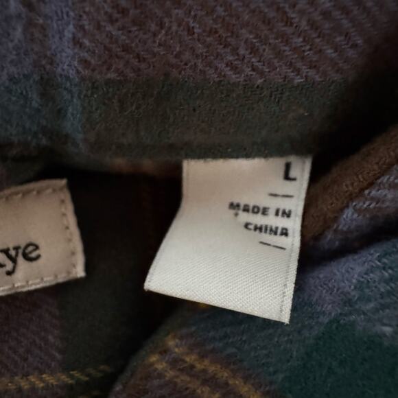 Hawker Rye Long Sleeve Flannel Button-Up Shirt Brown Green Plaid NWT Size L - Picture 9 of 10